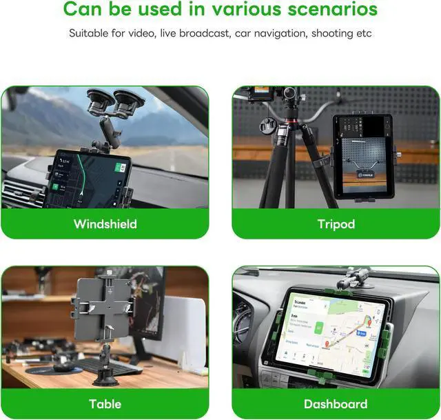 Alt view image 5 of 5 - FANAUE iPad Holder for Car, Tablet Stand for Vehicle Truck Mount Compatible with 17mm Ball Head, 360deg Rotatable Pad Stand for Office Desk, Windshield, Dashboard, Supports 8-12.9" iPad mini Pro