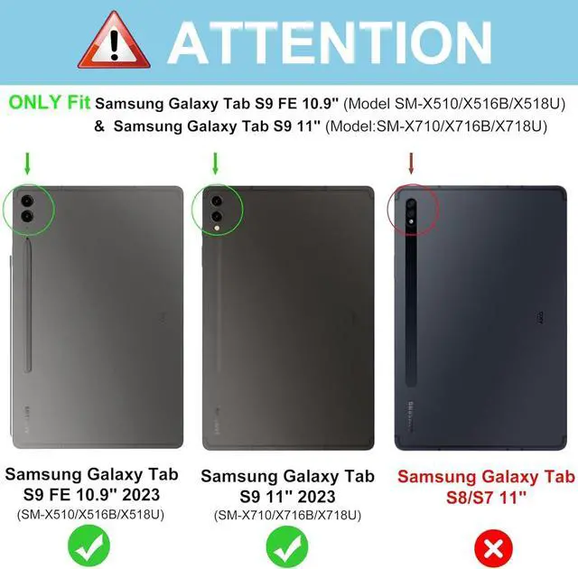 Alt view image 2 of 5 - Galaxy Tab S9 FE Case with Keyboard, Detachable Wireless Bluetooth Trackpad Keyboard, 7-Color RGB Backlit, Smart Folio Cover with S Pen Holder for Samsung Galaxy Tab S10 FE/S9 FE 10.9/S9 11 inch,Blue