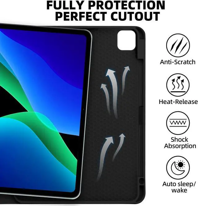 Alt view image 3 of 5 - GOKOCO for iPad Pro 11 inch M4 2024 Case with Keyboard-Keyboard Case for iPad Pro 11" 2024 with Pencil Holder,Wireless Detachable Keyboard,Auto Sleep/Wake Function-Black