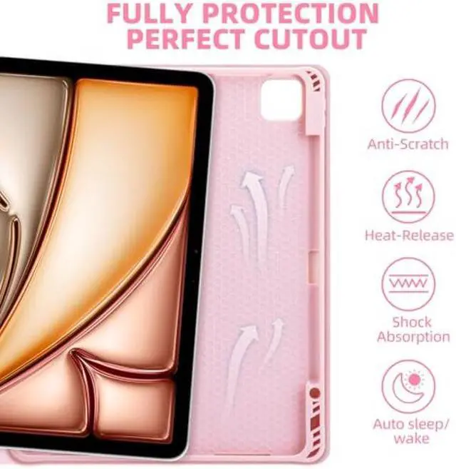 Alt view image 3 of 5 - GOKOCO iPad Air 13 inch M2 2024 Case with Keyboard-Keyboard Case for iPad Pro 12.9 inch 6th/5th/4th/3rd Generation with Pencil Holder,Wireless Detachable Keyboard,Auto Sleep/Wake Function-Pink