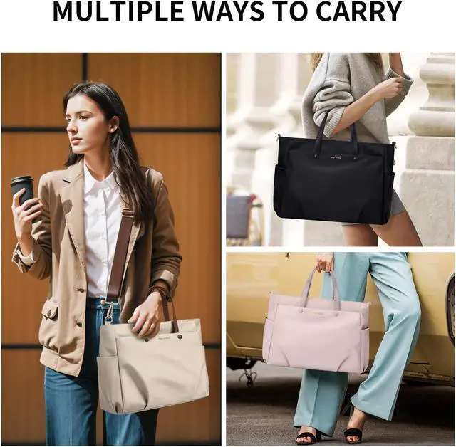 Alt view image 2 of 5 - Laptop Shoulder Bag 14 Inch, Computer Shoulder Bag Large Work Tote Bag for Women, Laptop Carrying Case Stylish Handbag for Business Travel (Black)