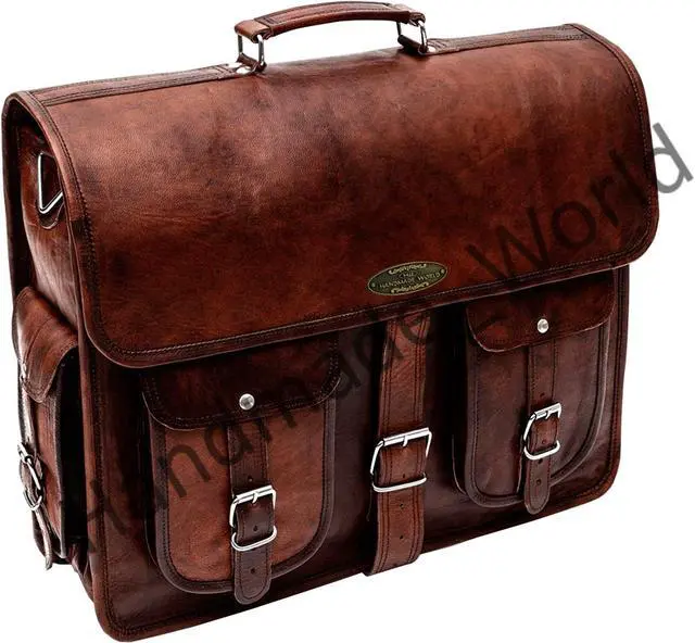 Alt view image 5 of 5 - HULSH Leather Messenger Bag for Men, 16 Inch Laptop Briefcase, Computer Bag, Satchel for Office/Work/Travel | Handmade with easy open Push Lock