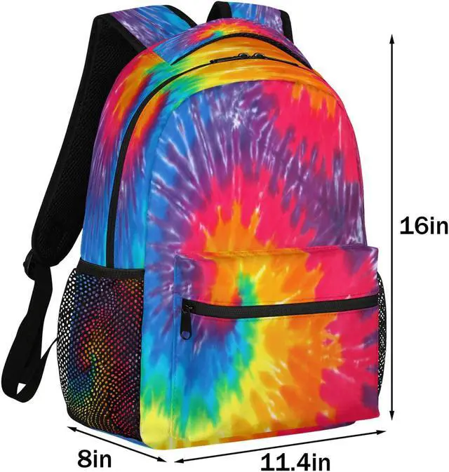 Alt view image 2 of 5 - Pardick Rainbow Tie Dye Backpacks for Girls Boys, Abstract Travel Backpack Laptop Backpack Waterproof School Backpack Bookbags for Teens Kids Backpack with Multiple Pocket