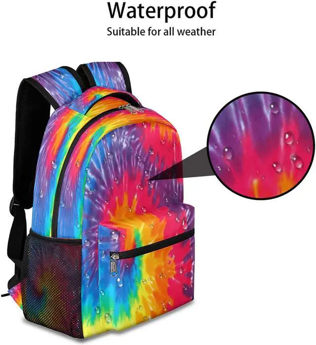 Alt view image 5 of 5 - Pardick Rainbow Tie Dye Backpacks for Girls Boys, Abstract Travel Backpack Laptop Backpack Waterproof School Backpack Bookbags for Teens Kids Backpack with Multiple Pocket