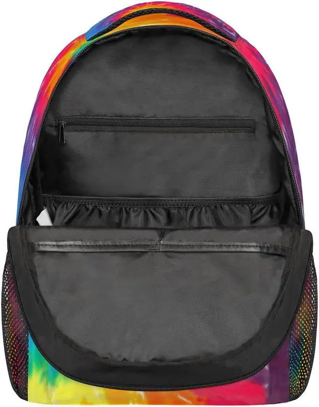 Alt view image 4 of 5 - Pardick Rainbow Tie Dye Backpacks for Girls Boys, Abstract Travel Backpack Laptop Backpack Waterproof School Backpack Bookbags for Teens Kids Backpack with Multiple Pocket