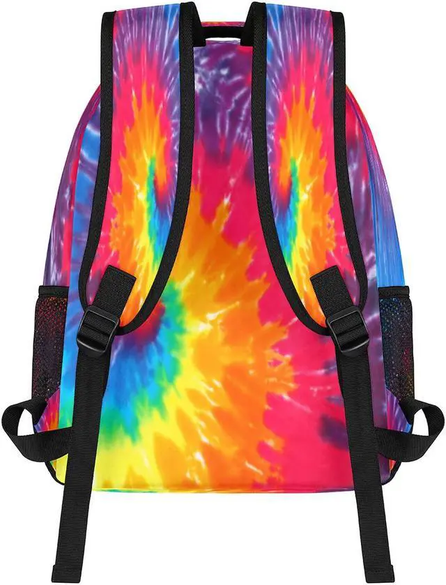 Alt view image 3 of 5 - Pardick Rainbow Tie Dye Backpacks for Girls Boys, Abstract Travel Backpack Laptop Backpack Waterproof School Backpack Bookbags for Teens Kids Backpack with Multiple Pocket