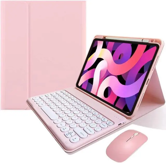 Main image of KMXDD Keyboard Case Compatible with iPad Mini 6th Generation Keyboard Case with Bluetooth Mouse Round Key Cute Removable Color Keyboard Cover,Pink