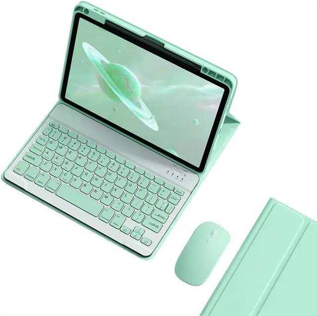 Main image of KMXDD Keyboard Case Mouse Compatible with iPad Mini 7 A17 Pro 2024, iPad Mini 6th Generation 2021 Case with Keyboard Mouse Support Pencil Charging Color Keys Removable Bluetooth Keyboard,Mint Green
