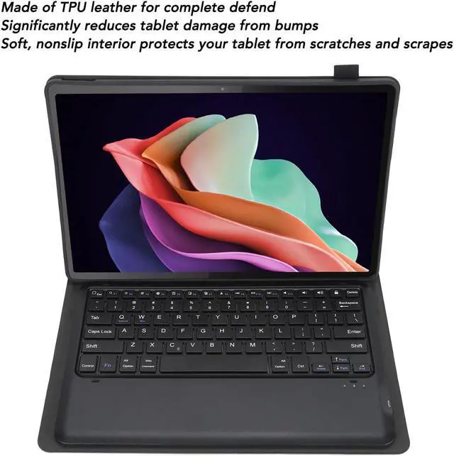 Alt view image 3 of 5 - Protective Case with Keyboard for Lenovo Tab P12 12.7" 2023 TB370FU/TB371FC, Magnetic Detachable Keyboard Stand Cover with Pen Holder (Black)