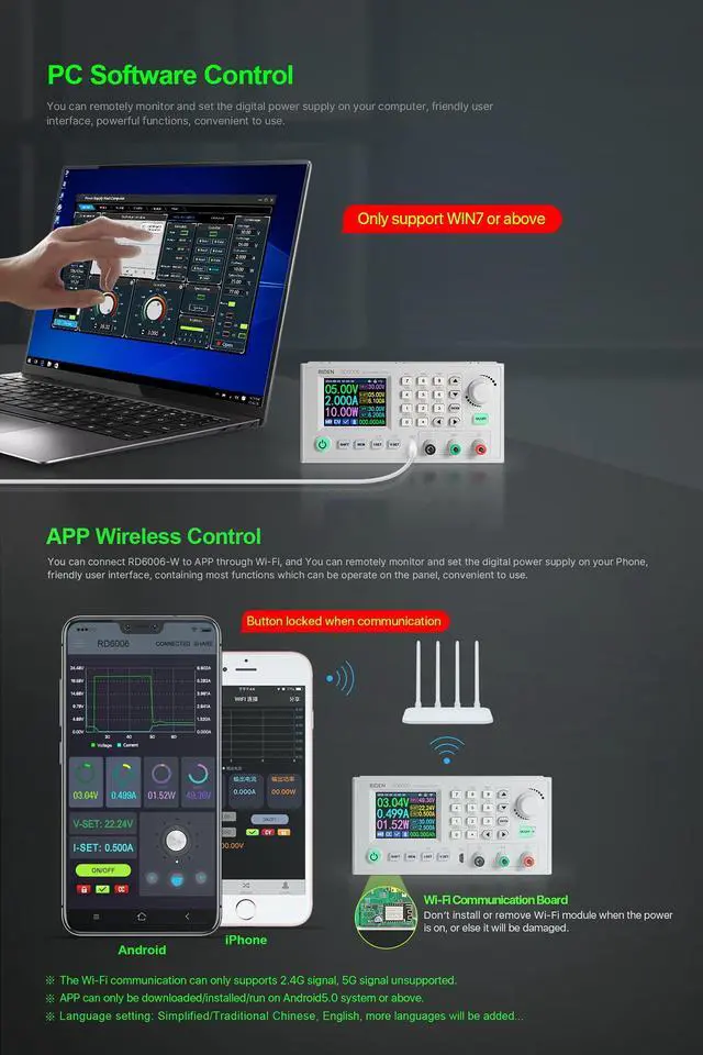Alt view image 5 of 5 - RD RD6006W 60V 6A DC DC Step Down Power Supply Whole Set not Assembled (RD6006W+S400 case+ 400W PSU)