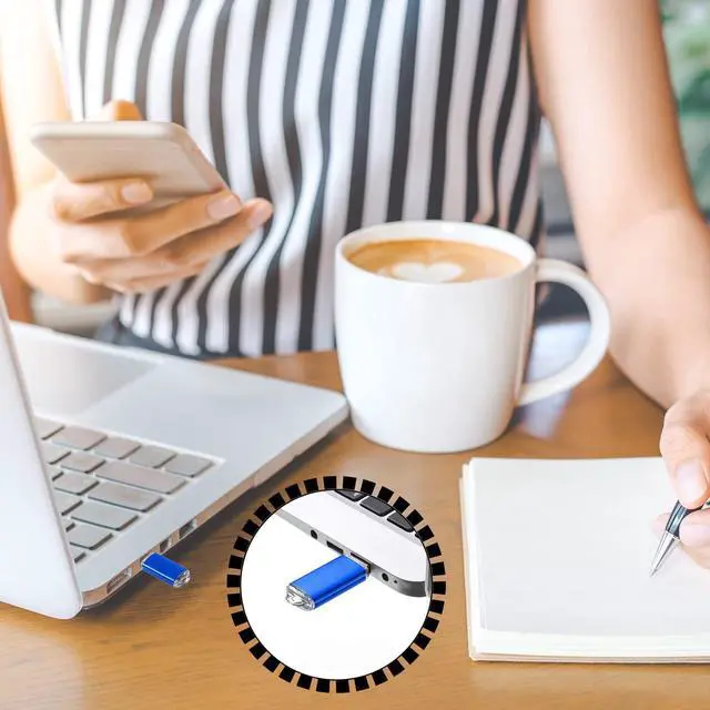 Alt view image 5 of 5 - Hoteam 50 Pack USB 2.0 Flash Drives Bulk Blue Portable Thumb Drive with Hat USB Sticks Bulk with 50 Pcs Lanyards for Data Storage File Sharing Commercial Gift(8GB)