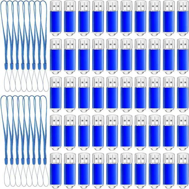 Main image of Hoteam 50 Pack USB 2.0 Flash Drives Bulk Blue Portable Thumb Drive with Hat USB Sticks Bulk with 50 Pcs Lanyards for Data Storage File Sharing Commercial Gift(8GB)