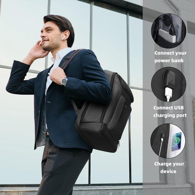 Alt view image 5 of 5 - HOMIEE Business Smart Backpack Waterproof 15.6 Inch Laptop Backpack with USB Charging Port, Flight Approved Durable Commute Backpack Carry on Bag for Men