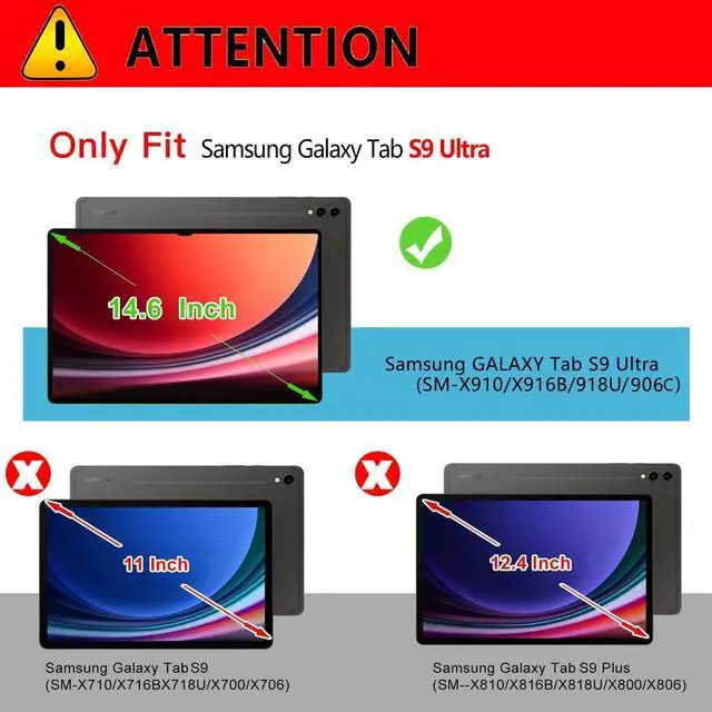 Alt view image 2 of 5 - Gexmil Genuine Leather Case for Samsung Galaxy Tab S10 / S9 Ultra 14.6 Inch with Pencil Holder,Shockproof Protective Adjustable Kickstand Smart Folio Flip Tablet Cover, Black