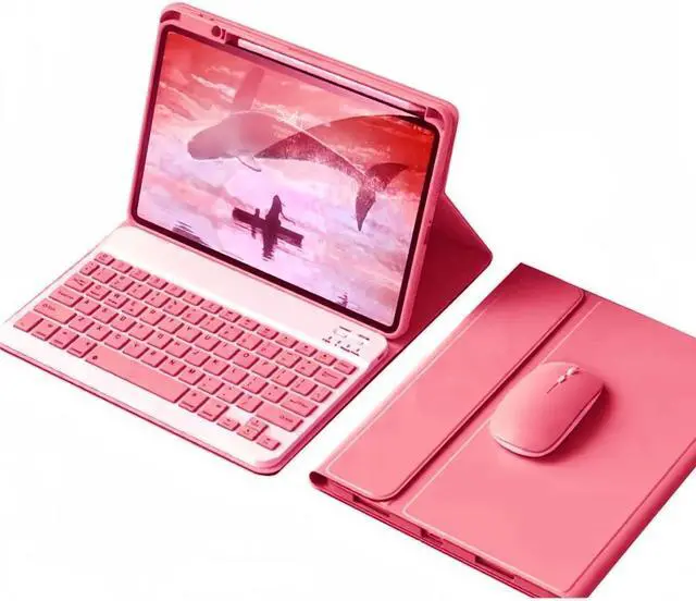 Main image of kaidisen Keyboard Case Mouse for iPad 10th Gen 10.9 inch 2022 iPad 10 Detachable Cute Color Keyboard Case with Pencil Holder,Dark Pink