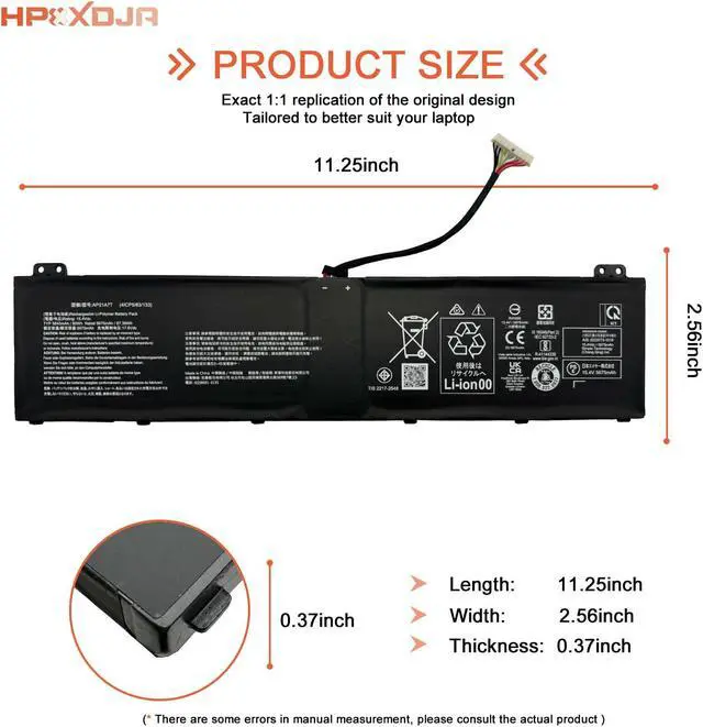 Alt view image 4 of 5 - HPXXDJA AP21A7T Laptop Battery Compatible with Acer Nitro 5 AN517-55 Helios 300 PH317-56 PH315-54-55 PH315-55-75K6 PH315-55-78LF PH317-56-78LY PH317-56-724M Series AP21A8T AP21A5T KT0040G014
