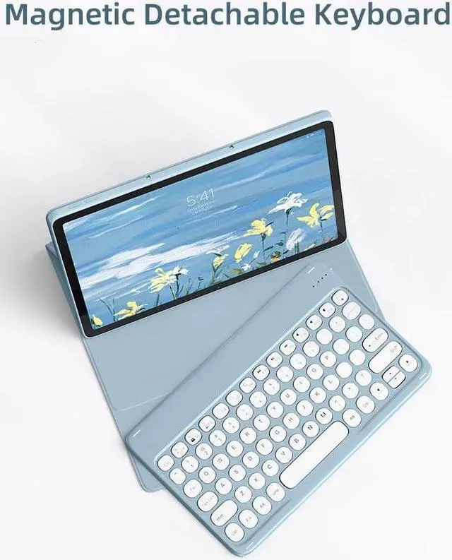 Alt view image 2 of 5 - Kaidisen Keyboard Case for Galaxy Tab A7 Lite 8.7 inch with Bluetooth Mouse, Detachable Colorful Round Key Keyboard Cover, Dark Green