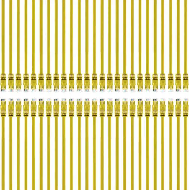 Main image of GearIT 50-Pack, Cat5e Ethernet Patch Cable 1 Foot - Snagless RJ45 Computer LAN Network Cord, Yellow - Compatible with 48 Port Switch POE Rackmount 48port Gigabit