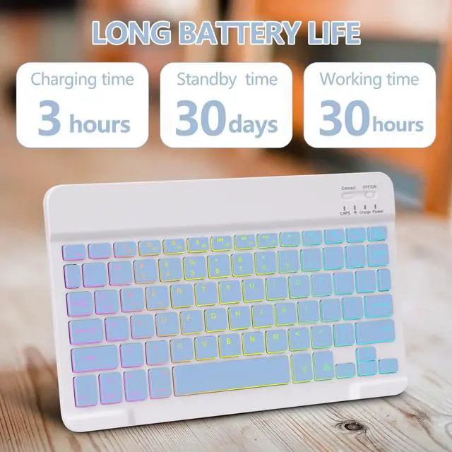 Alt view image 4 of 5 - GOKOCO Keyboard Case for iPad A16 11th 11 inch 2025,10th 10.9 inch 2022, Blackit Wireless Keyboard Case with Pencil Holder for iPad 10/11th Generation-Blue