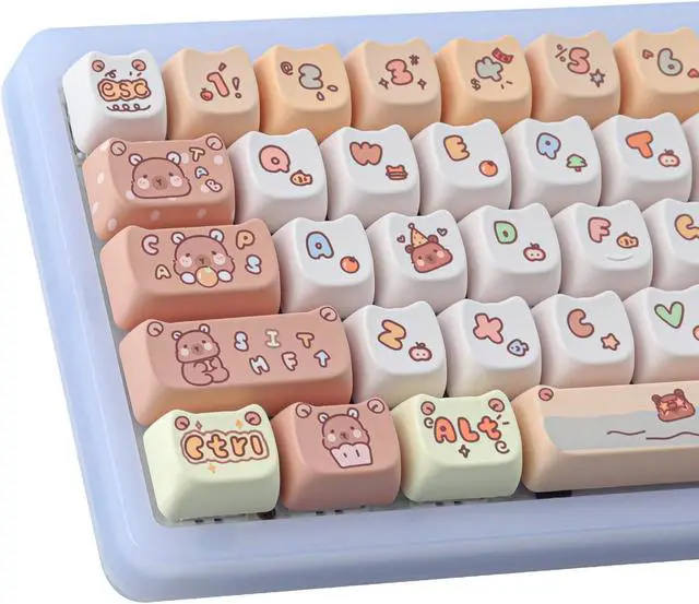 Main image of Hyekit PBT Capybara Keycaps - 144 Keys, Dye-Sublimation Cute Keycaps, Mao Profile, for Cherry Gateron MX Switches, Mac Windows PC Keyboard