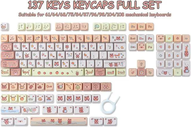 Alt view image 4 of 5 - Hyekit PBT Capybara Keycaps - 144 Keys, Dye-Sublimation Cute Keycaps, Mao Profile, for Cherry Gateron MX Switches, Mac Windows PC Keyboard