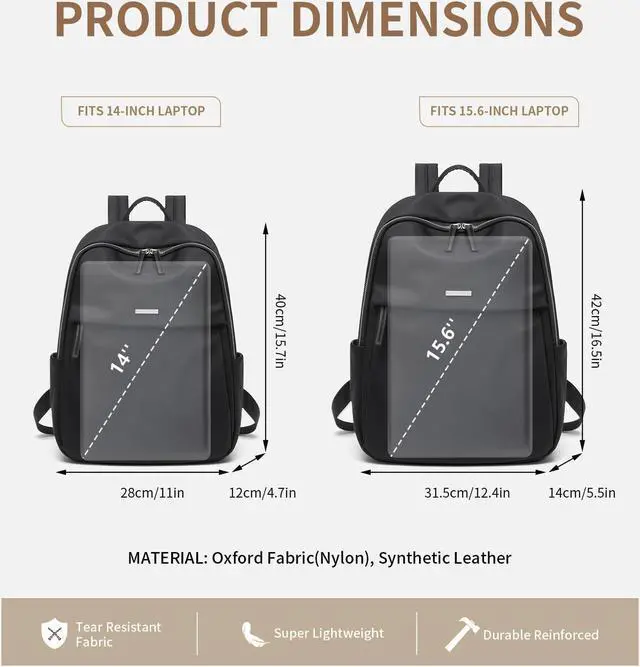 Alt view image 4 of 5 - GOLF SUPAGS Womens Laptop Backpack with Separate Laptop Compartment Water Resistant Computer Backpacks Fits 14 Inch Notebook Travel Work College Bags (14-Inch, Black)
