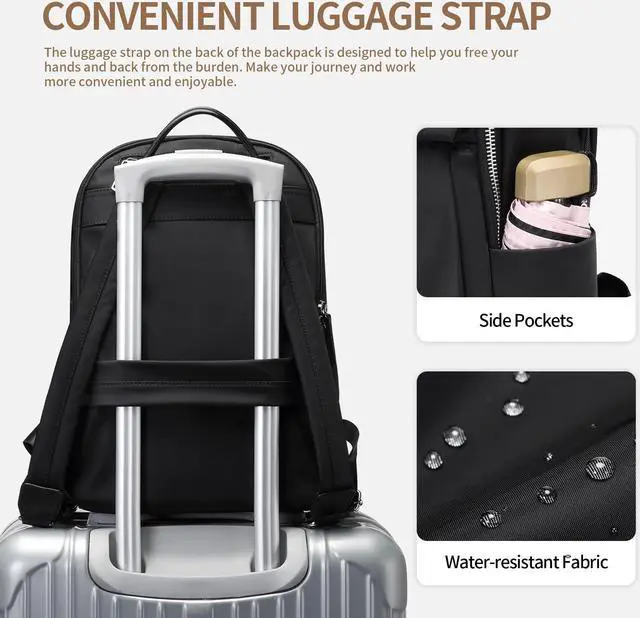 Alt view image 5 of 5 - GOLF SUPAGS Womens Laptop Backpack with Separate Laptop Compartment Water Resistant Computer Backpacks Fits 14 Inch Notebook Travel Work College Bags (14-Inch, Black)