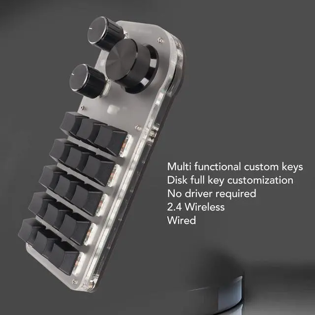 Alt view image 4 of 5 - Goshyda One Handed Macro Mechanical Keyboard, Mini 15 Keys 3 Knob Small Programmable Macropad Wired Mechanical Keyboard, DIY Programmable Keyboard