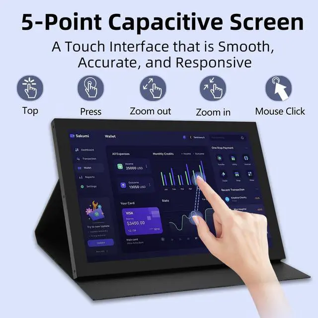 Alt view image 2 of 5 - iPistBit 10.1inch Touchscreen Monitor, 1280x800 Dual-Speaker HDMI Portable Monitor for PC/Laptop/Raspberry Pi/Banana Pi/Game Console