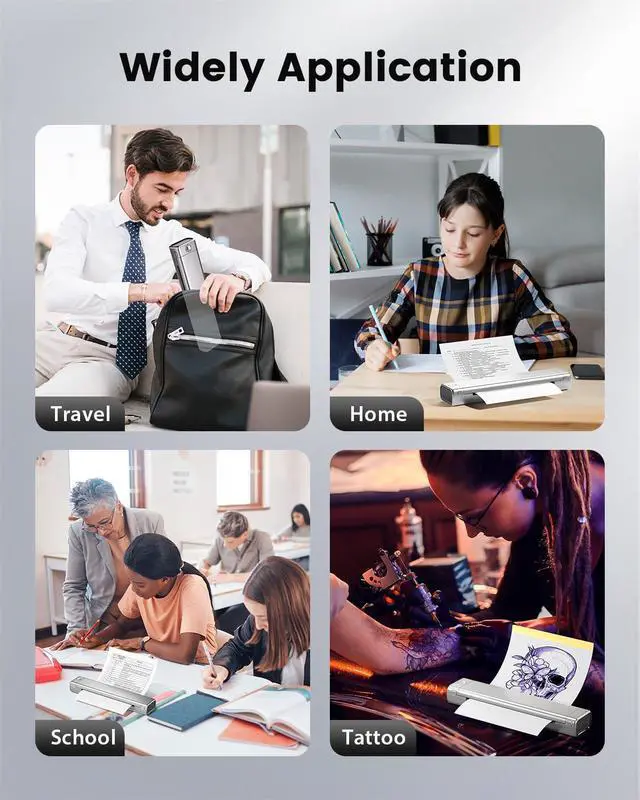 Alt view image 2 of 5 - Itari Portable Printers Wireless for Travel, M08F Inkless Thermal Printer Support 8.5'' x 11'' US Letter, Bluetooth Mobile Printer Compatible with Android and iOS Phone & Laptop