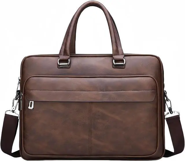 Main image of JINGTIANCD leather Laptop Bag for Men 16 inch Laptop Briefcase Waterproof,Computer Handbags Shoulder Crossbody Bag Business (Brown)