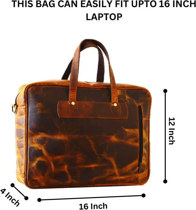 Alt view image 4 of 5 - Jony Vintage 16 Inch Leather briefcases Laptop Messenger Bags for Men and Women Best Office Satchel Bag