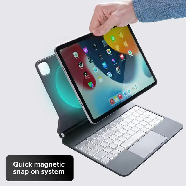 Alt view image 3 of 5 - InUnion Magic Keyboard for iPad 10th Generation 2022 & 11th (A16, 2025), Floating Magnetic Keyboard Case Built-in Multi-Touch Trackpad Compatible with iPad 10.9 Inch 10th Gen, Backlit (Black)