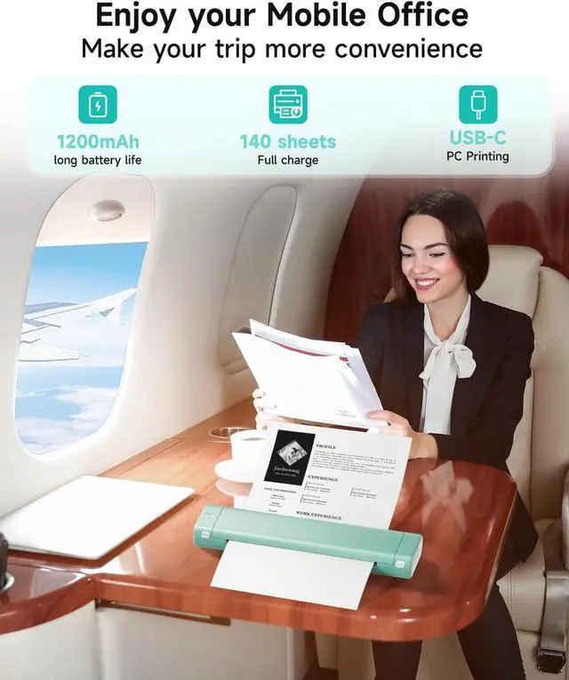 Alt view image 4 of 5 - Itari Portable Wireless Printer for Travel - Bluetooth Tattoo Stencil Printer, 8.5" X 11" US Letter, No-Ink Thermal, Case Included, Compatible with Android & iOS