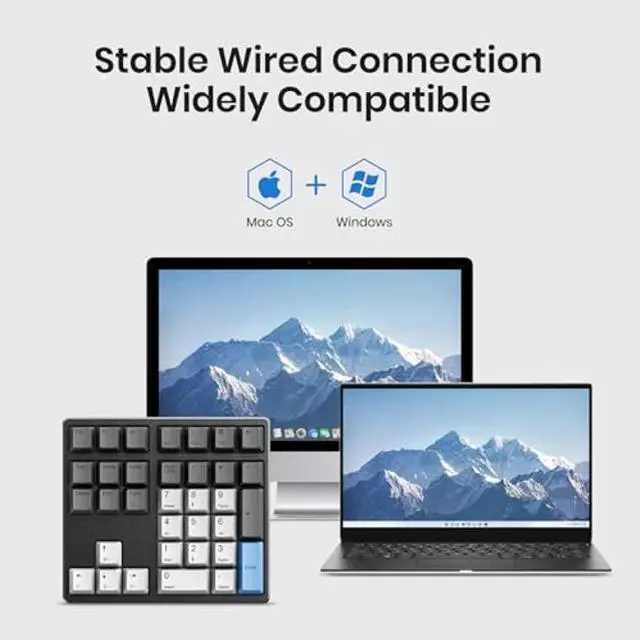 Alt view image 3 of 5 - Kisnt Mechanical Number Pad, 34 Key Hot Swappable Numpad with Gateron Switches Wired USB Numeric Keypad with PBT Keycaps White Backlit Keypad for Laptop, Mac, PC Desktop (Red Switch)
