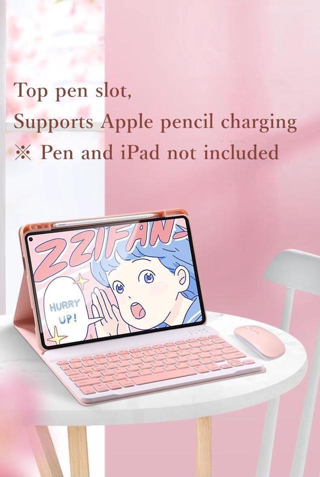 Alt view image 3 of 5 - kaidisen Keyboard Case Mouse Compatible with iPad Pro 11 inch (M4) 2024 Detachable Cute Color Keyboard Case Support Pencil Charging,Purple