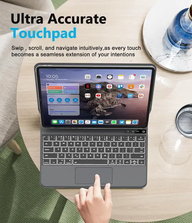 Alt view image 3 of 5 - KVAGO Keyboard Case for iPad Air 13 2024 & iPad Pro 12.9 (6th, 5th, 4th, 3rd Gen), Magic Keyboard for iPad Pro 12.9, Floating Cantilever Stand, Magnetic Keyboard Case with Multi-Touch Trackpad, Grey
