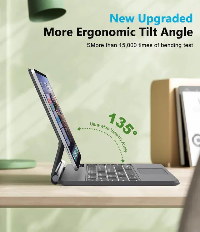 Alt view image 5 of 5 - KVAGO Keyboard Case for iPad Air 13 2024 & iPad Pro 12.9 (6th, 5th, 4th, 3rd Gen), Magic Keyboard for iPad Pro 12.9, Floating Cantilever Stand, Magnetic Keyboard Case with Multi-Touch Trackpad, Grey