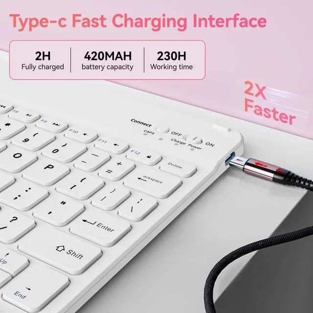 Alt view image 4 of 5 - KVTVOU Keyboard Case for iPad 9th/8th/7th Generation (10.2 Inch, 2021/2020/2019), Smart Magnetic Detachable Wireless Bluetooth Keyboard, Folio Stand Cover with Pencil Holder, Pink