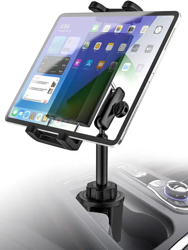 Main image of Kolasels Cup Holder Tablet Mount for Car [Anti-Shake Metal Arm] Heavy Duty iPad Cup Holder Mount for Truck, Tesla, Vehicle, for iPad Pro 12.9 Air Mini Galaxy Z Fold iPhone, 4-13'' Cell Phone Tablets
