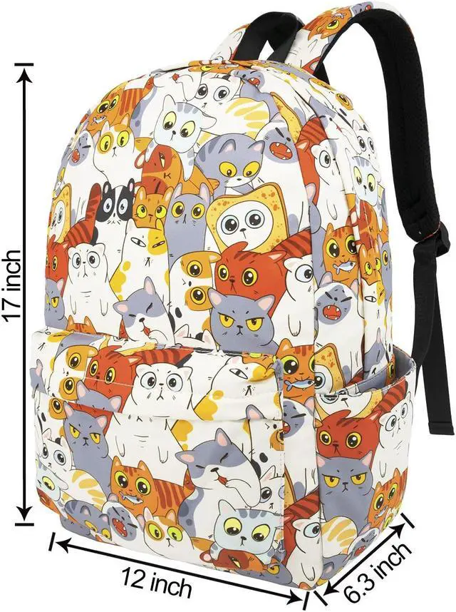 Alt view image 2 of 5 - LI-LOVE Backpack Cute Cat Backpacks for Girls Boys Teens Kids College Middle Elementary High School Student Bookbags Travel Waterproof Book Bag Laptop Back Pack