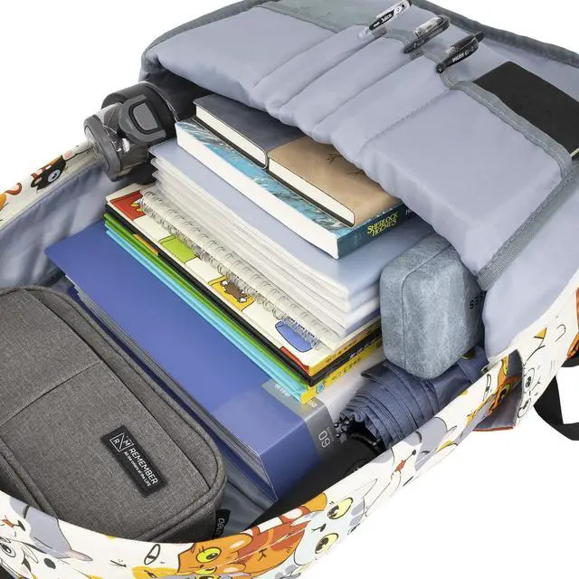 Alt view image 5 of 5 - LI-LOVE Backpack Cute Cat Backpacks for Girls Boys Teens Kids College Middle Elementary High School Student Bookbags Travel Waterproof Book Bag Laptop Back Pack