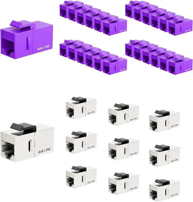 Main image of iwillink RJ45 Cat6 Keystone Coupler 25-Pack and Cat6 Coupler RJ45 Cat6 Shielded Coupler 10-Pack