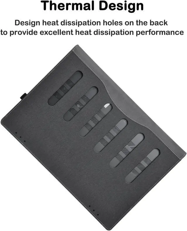 Alt view image 3 of 5 - Case Cover for 16" Lenovo IdeaPad Flex 5 16ABR8 16ALC7 16IAU7 16IRU8 Laptop2 in 1 PU Leather Notebook Sleeve Detachable Protective Bag Shell with Pen Holder (16inch, Dark Grey)