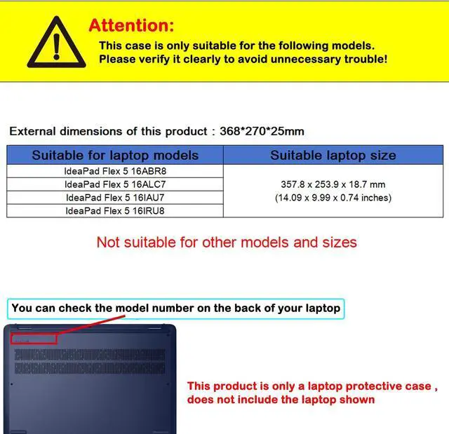 Alt view image 2 of 5 - Case Cover for 16" Lenovo IdeaPad Flex 5 16ABR8 16ALC7 16IAU7 16IRU8 Laptop2 in 1 PU Leather Notebook Sleeve Detachable Protective Bag Shell with Pen Holder (16inch, Dark Grey)