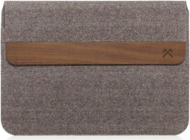 Main image of Woodcessories - Wooden MacBook Bag Compatible with MacBook 15" of Real Walnut Wood, EcoPouch (Grey-Brown)