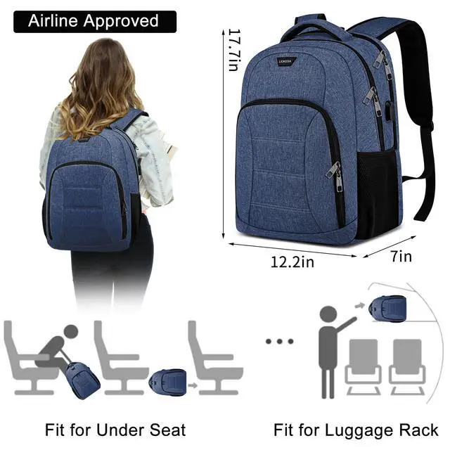 Alt view image 4 of 5 - Liokesa Laptop Backpack for Men, School Backpack for Teen Boys with USB Charging Port, Travel Water Resistant Students Book Bags, Large College Work Back Pack Fit 15.6 Inch Laptop, Blue