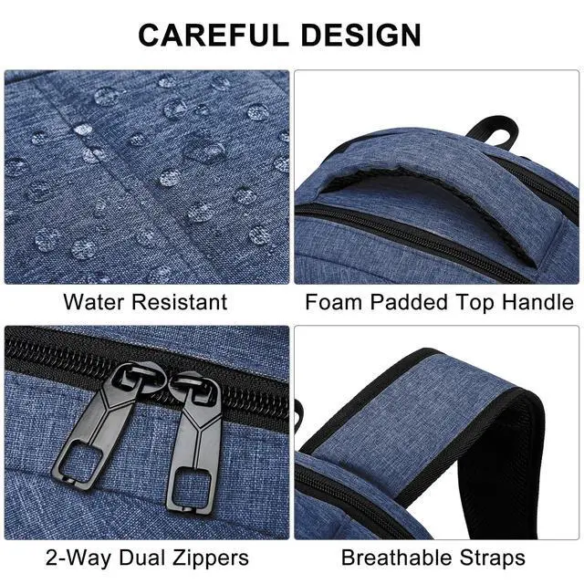 Alt view image 5 of 5 - Liokesa Laptop Backpack for Men, School Backpack for Teen Boys with USB Charging Port, Travel Water Resistant Students Book Bags, Large College Work Back Pack Fit 15.6 Inch Laptop, Blue