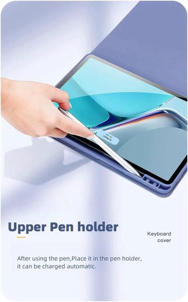 Alt view image 5 of 5 - Keyboard Case for iPad 9th/8th/7th Generation/Air 3/Pro10.5,with Pencil Holder, Cute Candy Color Round Key Detachable Keyboard for iPad9/iPad8/iPad7, Purple