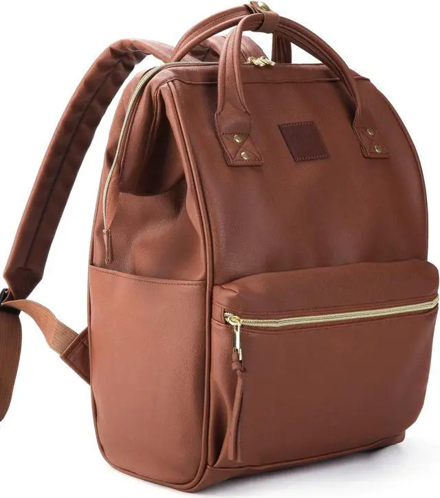 Alt view image 3 of 5 - Kah&Kee Leather Backpack for Women and Men 15-inch Laptop Bag | Teacher Professional, Diaper Bag Backpack, Ideal for Work, School, Nurse, College & Travel (Brown, Medium)